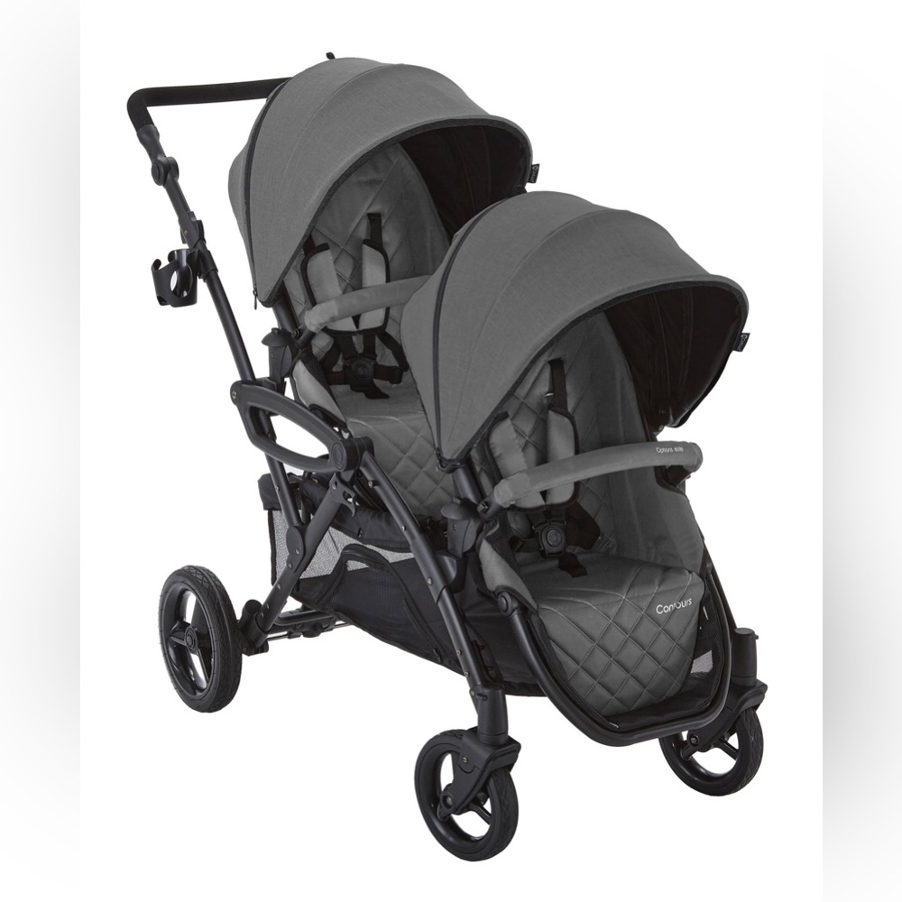 Double Stroller + 2 Infant Carseat Adapters + 2 Snack/Drink Tray’s Graphite